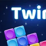 The image features the word Twirl in bright, glowing letters against a dark background, accompanied by colorful blocks in various shapes, suggesting a vibrant puzzle or arcade game theme