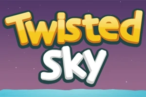 A colorful graphic featuring the text Twisted Sky in bold, playful font against a gradient purple background, with a light blue base, suggesting a fun, whimsical theme