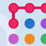 A diagram featuring interconnected circles in vibrant colors, with a linear arrangement of pink circles on top and a diverse arrangement of blue, purple, orange, and green circles below