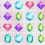 A colorful grid of various gem shapes, including purple, pink, green, and blue diamonds and gemstones, arranged in a neat pattern against a light background