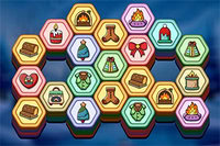 A cozy winter puzzle where you clear the board by stacking three matching hex
